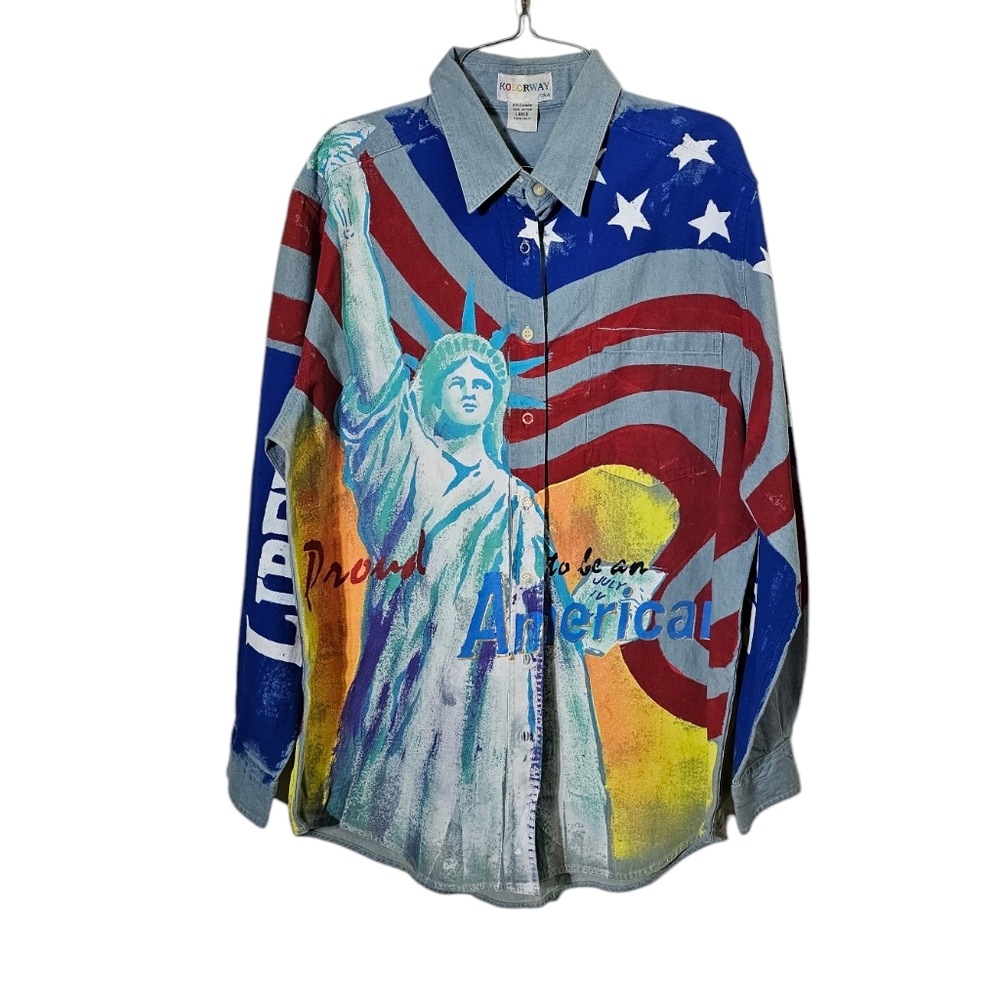 Vintage 80’s Kolorway Painted Style New York Liberty Top Size LG